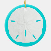 Sand Dollar Turquoise Aangepast kerstfeest Keramisch Ornament (Achterkant)