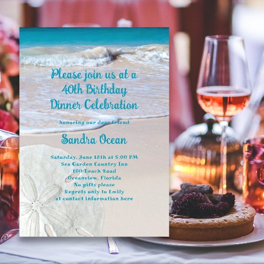 Sand Dollar verjaardagsfeestje uitnodiging