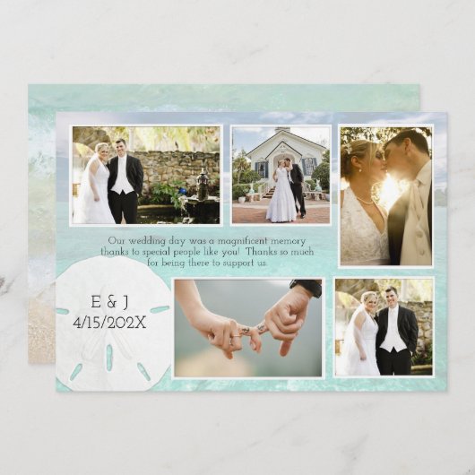 Sand Dollar Vijf Foto's Weddenschap Hartelijk dank Bedankkaart (Voorkant / Achterkant)