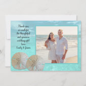 Sand Dollar Weddenschap Turquoise Water Hartelijk  Bedankkaart (Voorkant)