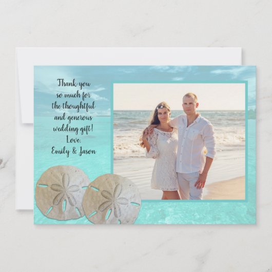 Sand Dollar Weddenschap Turquoise Water Hartelijk Bedankkaart (Voorkant)