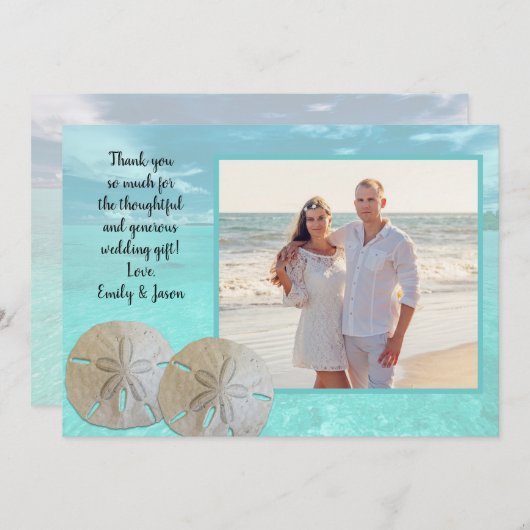 Sand Dollar Weddenschap Turquoise Water Hartelijk Bedankkaart (Voorkant / Achterkant)