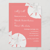 Sand Dollar Wedding Coral Wedding Kaart (Voorkant / Achterkant)