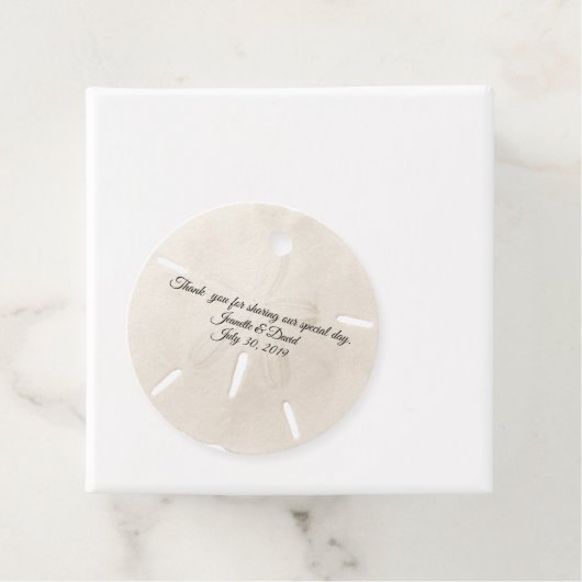 Sand Dollar Wedding Favor Bedankjes Labels (In situ)