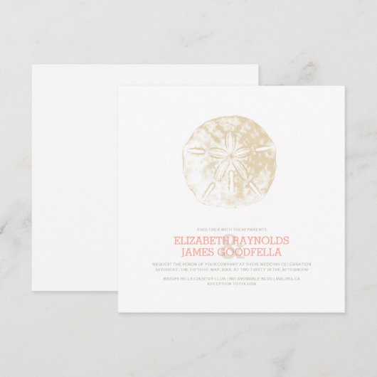 Sand Dollar Wedding Invitations Kaart (Voorkant / Achterkant)