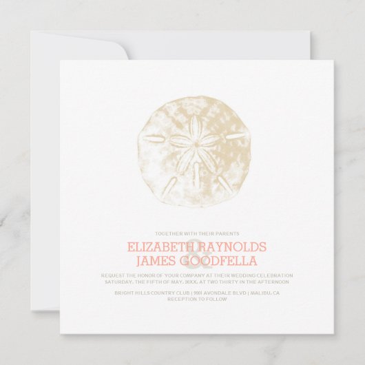 Sand Dollar Wedding Invitations Kaart (Voorkant)