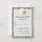 Sand Dollar Wedding Rustic Beach Driftwood RSVP (Voorkant)