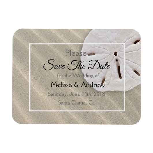 Sand Dollar Wedding Save the Date Magnet Magneet (Horizontaal)