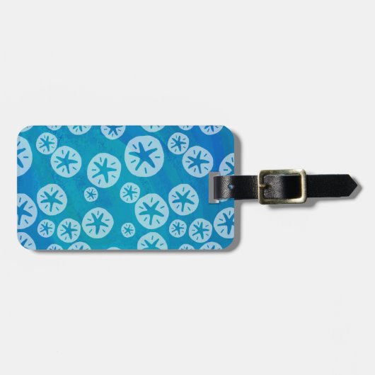 Sand Dollar White en Blue Pattern Bagagelabel (Voorkant horizontaal)