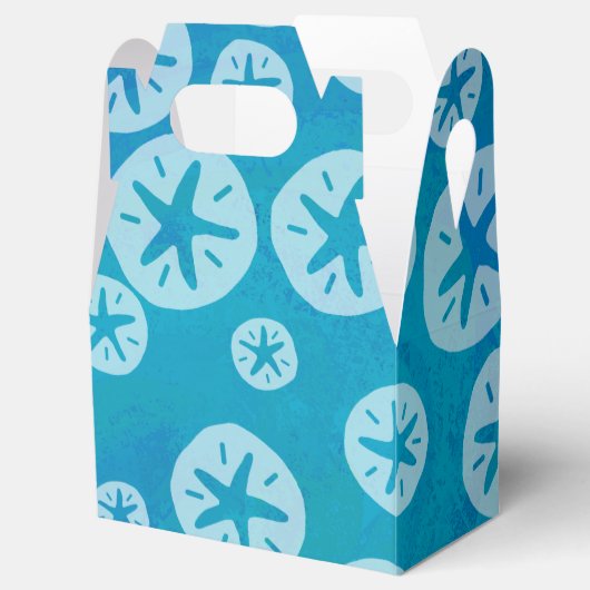 Sand Dollar White en Blue Pattern Bedankdoosjes (Geopend)