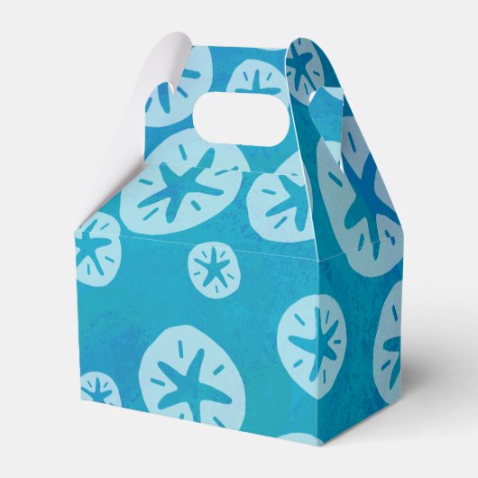 Sand Dollar White en Blue Pattern Bedankdoosjes (Voorkant Zijde)