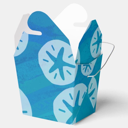 Sand Dollar White en Blue Pattern Bedankdoosjes (Geopend)