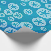 Sand Dollar White en Blue Pattern Cadeaupapier (Hoek)