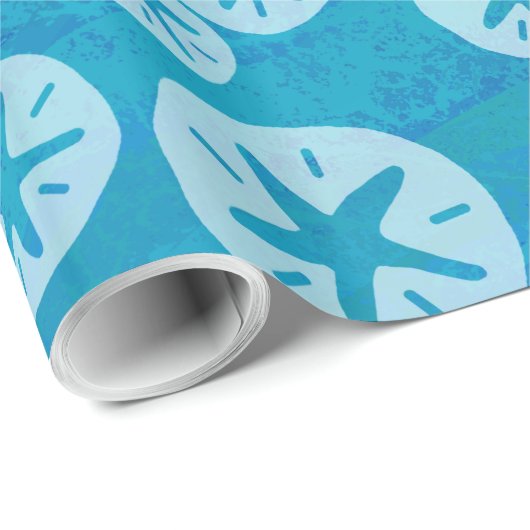 Sand Dollar White en Blue Pattern Cadeaupapier (Rol Hoek)
