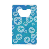Sand Dollar White en Blue Pattern Creditkaart Flessenopener (Achterkant)