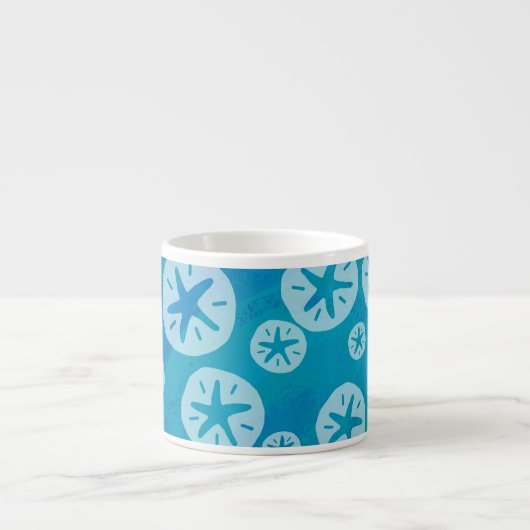 Sand Dollar White en Blue Pattern Espresso Kop (Voorkant)