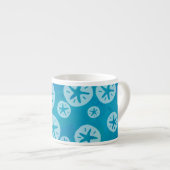 Sand Dollar White en Blue Pattern Espresso Kop (Voorkant rechts)