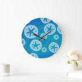 Sand Dollar White en Blue Pattern Grote Klok (Huis)