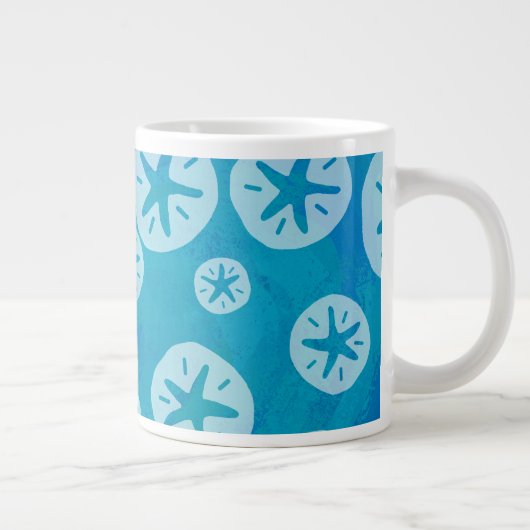Sand Dollar White en Blue Pattern Grote Koffiekop (Rechts)