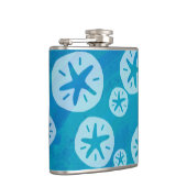 Sand Dollar White en Blue Pattern Heupfles (Rechts)