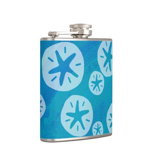 Sand Dollar White en Blue Pattern Heupfles (Rechts)