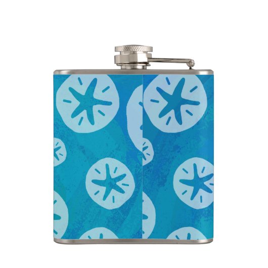 Sand Dollar White en Blue Pattern Heupfles (Achterkant)