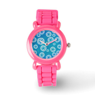 Sand Dollar White en Blue Pattern Horloge