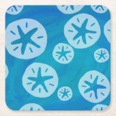 Sand Dollar White en Blue Pattern Kartonnen Onderzetters (Voorkant)