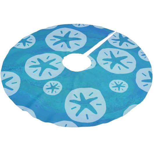 Sand Dollar White en Blue Pattern Kerstboom Rok (Gekanteld)
