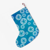 Sand Dollar White en Blue Pattern Kleine Kerstsok (Achterkant (Hangend))