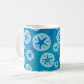 Sand Dollar White en Blue Pattern Koffiemok (Voorkant links)