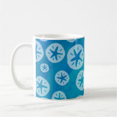 Sand Dollar White en Blue Pattern Koffiemok (Links)