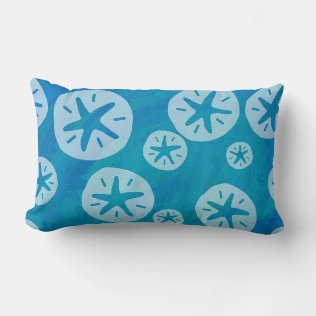 Sand Dollar White en Blue Pattern Kussen (Voorkant)