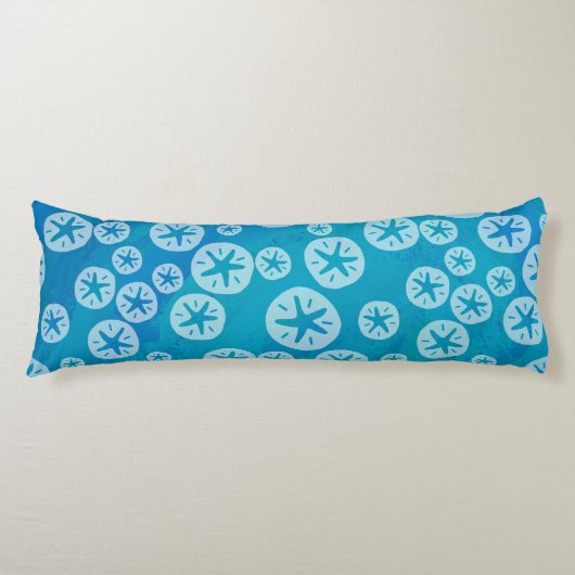 Sand Dollar White en Blue Pattern Lichaamskussen (Voorkant)