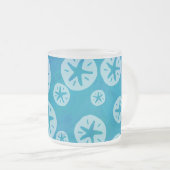 Sand Dollar White en Blue Pattern Matglas Koffiemok (Voorkant rechts)