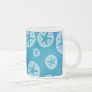 Sand Dollar White en Blue Pattern Matglas Koffiemok