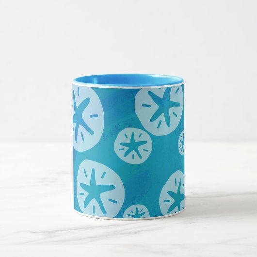 Sand Dollar White en Blue Pattern Mok (Midden)
