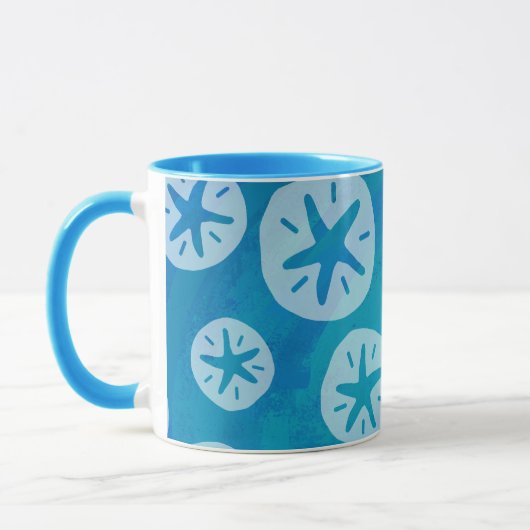 Sand Dollar White en Blue Pattern Mok (Links)