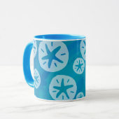 Sand Dollar White en Blue Pattern Mok (Voorkant links)