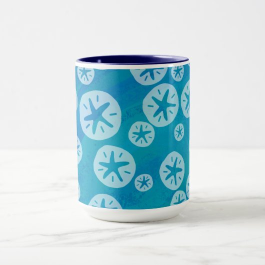 Sand Dollar White en Blue Pattern Mok (Midden)