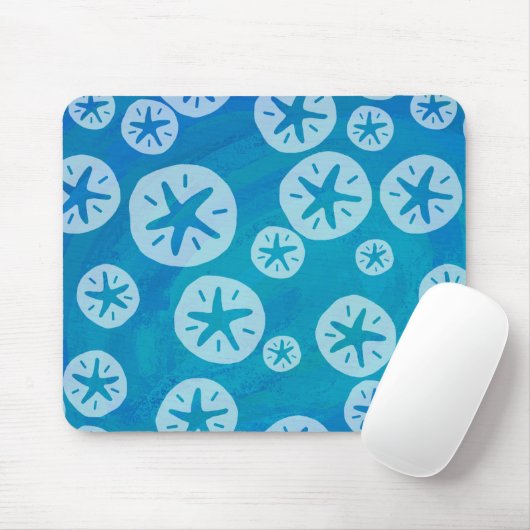 Sand Dollar White en Blue Pattern Muismat (Met muis)