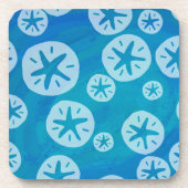 Sand Dollar White en Blue Pattern Onderzetter (Voorkant)