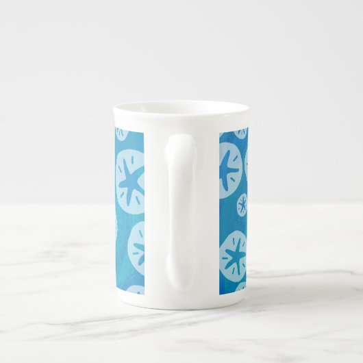 Sand Dollar White en Blue Pattern Porselein Kop (Achterkant)