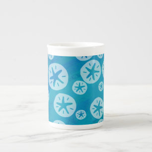 Sand Dollar White en Blue Pattern Porselein Kop