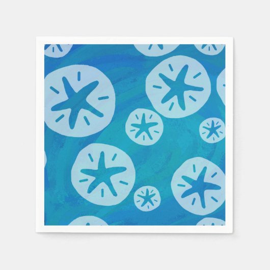 Sand Dollar White en Blue Pattern Servetten (Voorkant)