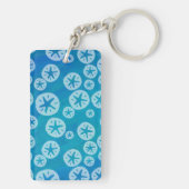 Sand Dollar White en Blue Pattern Sleutelhanger (achterkant)