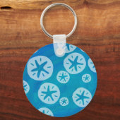 Sand Dollar White en Blue Pattern Sleutelhanger (Voorkant)