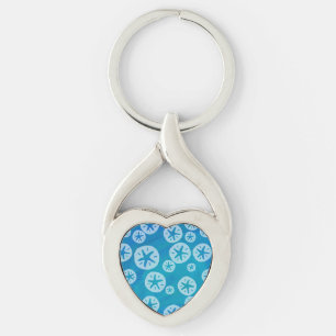 Sand Dollar White en Blue Pattern Sleutelhanger