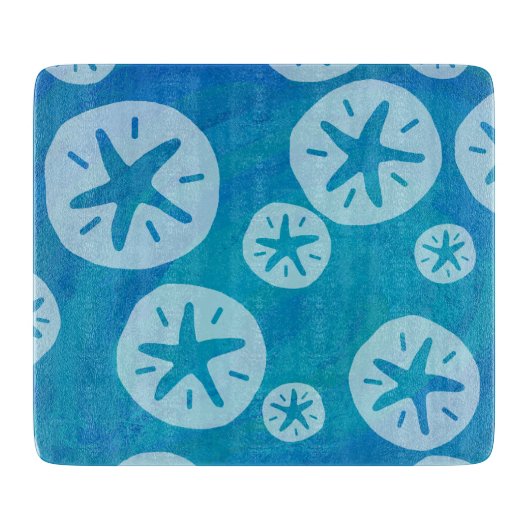 Sand Dollar White en Blue Pattern Snijplank (Voorkant)