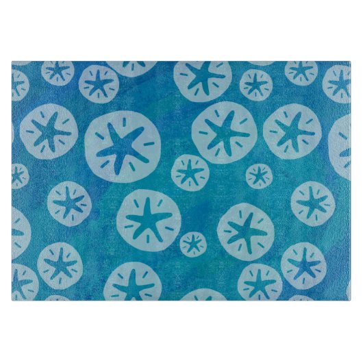 Sand Dollar White en Blue Pattern Snijplank (Voorkant)